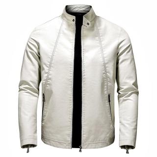 【巴黎精品】皮衣外套機車夾克(立領加絨修身簡約男外套3色p1ar31)