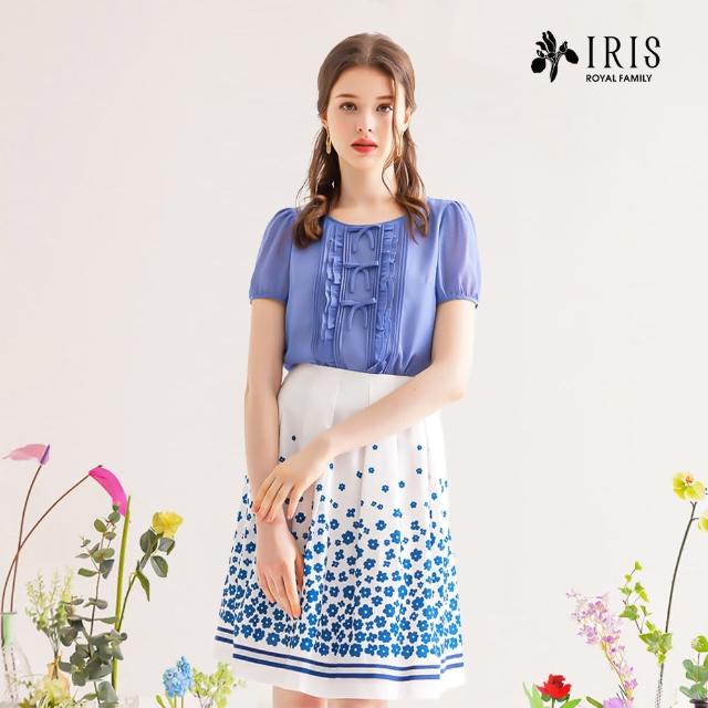【IRIS 艾莉詩】寧靜藍蝴蝶雪紡上衣-2色(32141)