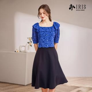 【IRIS 艾莉詩】時尚荷葉方領蕾絲上衣-2色(32114)