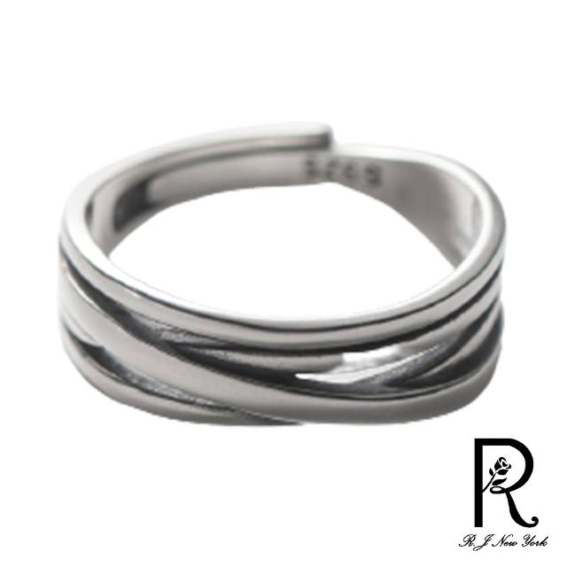 【RJ New York】多層線條復古泰銀開口彈性戒指(銀色)