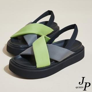 【JP Queen New York】交叉雙色厚底套腳涼鞋(2色可選)