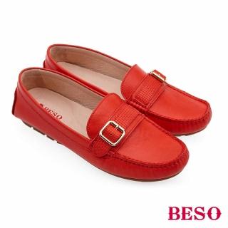 【A.S.O 阿瘦集團】BESO 柔軟羊皮壓紋條帶飾釦軟Q底休閒鞋-(紅色)