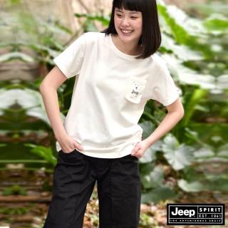 【JEEP】女裝 美式簡約休閒口袋長褲(黑色)
