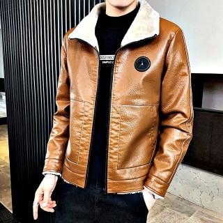 【巴黎精品】皮衣外套機車夾克(翻領加絨復古禦寒男外套3色p1ar18)