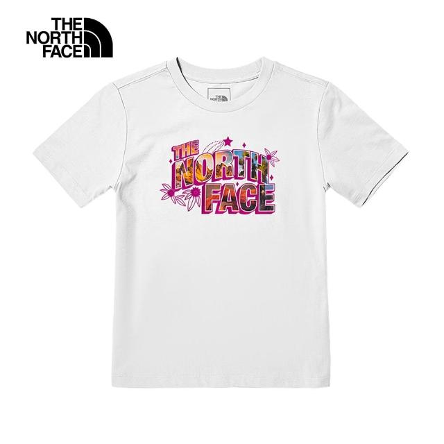 【The North Face 官方旗艦】北面兒童白色復古設計品牌標誌印花短袖T恤｜875AFN4