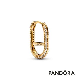 【Pandora 官方直營】Pandora ME 密鑲寶石鏈圈耳環-鍍14k金