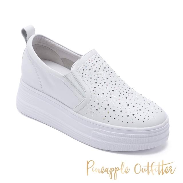 【Pineapple Outfitter】KANSAS 真皮亮鑽星星厚底休閒鞋(白色)