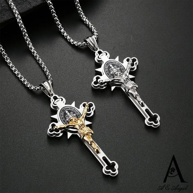【ANGEL】奉獻十字架復古個性鈦鋼長項鍊(2色可選)