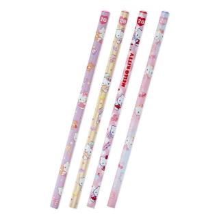 【小禮堂】Hello Kitty 2B六角鉛筆4入組 - 粉紫滿版款(平輸品)