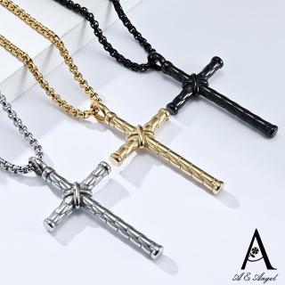 【ANGEL】蛇紋十字架復古打結中性鈦鋼長項鍊(3色可選)