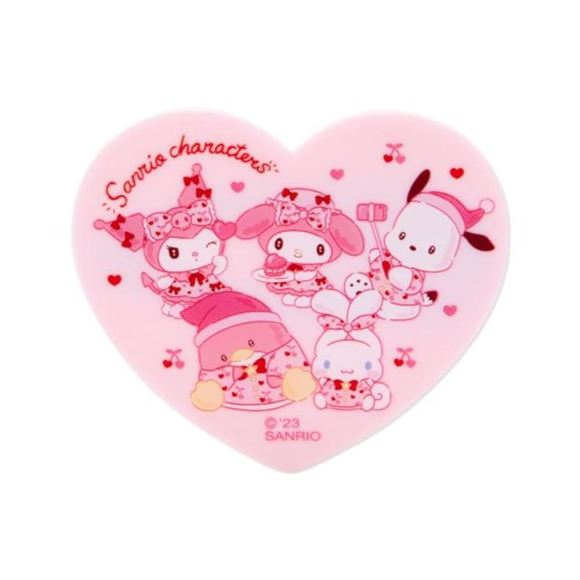 【小禮堂】Sanrio大集合 心型塑膠髮夾 - 戀愛睡衣派對(平輸品)