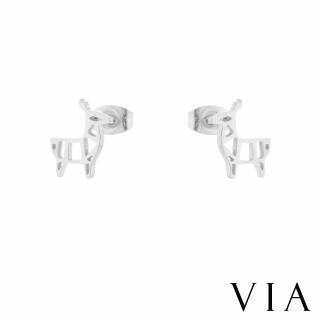 【VIA】白鋼耳釘 白鋼耳環 草泥馬耳環/動物系列 可愛草泥馬造型白鋼耳釘(鋼色)