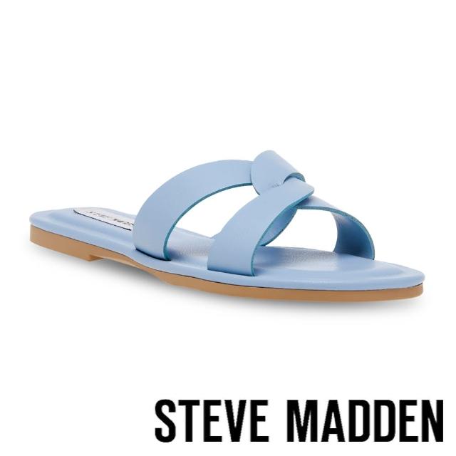 【STEVE MADDEN】PRECISELY 交叉扭結平底拖鞋(藍色)
