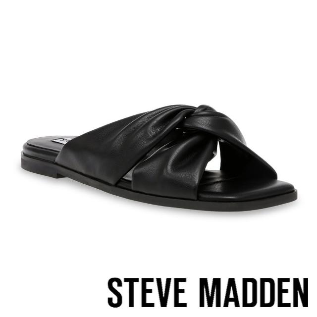 【STEVE MADDEN】HOORAY 方頭雲朵交叉帶拖鞋(黑色)