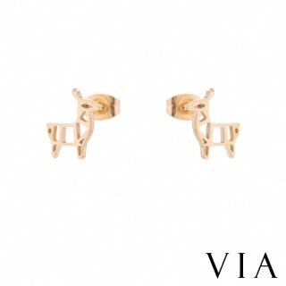 【VIA】白鋼耳釘 白鋼耳環 草泥馬耳環/動物系列 可愛草泥馬造型白鋼耳釘(金色)