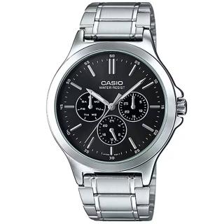 【CASIO 卡西歐】簡約風範不鏽鋼腕錶/銀x黑面(MTP-V300D-1A)
