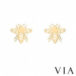 【VIA】白鋼耳釘 白鋼耳環 蜜蜂耳環/昆蟲系列 蜜蜂造型白鋼耳釘(金色)