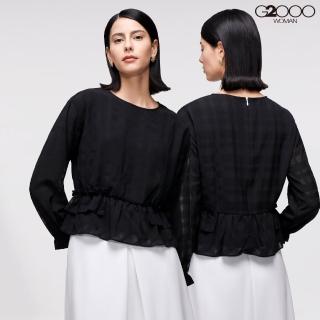 【G2000】設計款蕾絲格紋長袖休閒上衣(3款可選)