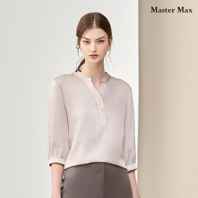 【Master Max】微光澤感V領素面七分袖上衣(8317007)