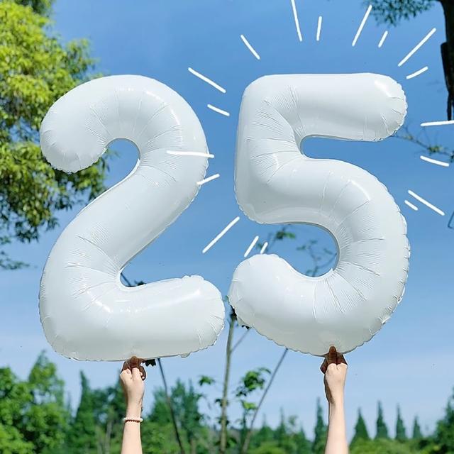 【阿米氣球派對】白色32吋大數字氣球1個-數字任選(鋁箔氣球 數字氣球 韓系ins風)
