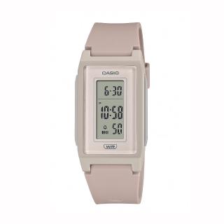 【CASIO 卡西歐】LF-10WH-4D 時尚簡約運動輕盈細長環保數字電子錶 粉白