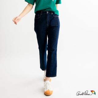 【Arnold Palmer 雨傘】女裝-涼感紗復古水洗中高腰直筒牛仔褲(深藍色)