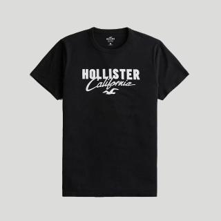 【HOLLISTER Co】HCO 海鷗 經典刺繡文字海鷗圖案短袖T恤 上衣-黑色(平輸品)