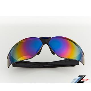 【Z-POLS】帥氣有型質感黑框配七彩電鍍運動太陽眼鏡(抗紫外線UV400遮陽防風超好用!)