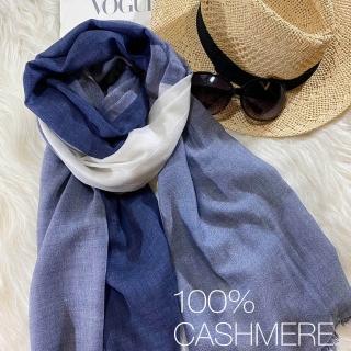 【F.M&Carol】披肩圍巾-流年系列- 100%純喀什米爾羊絨披肩(波賽頓藍)