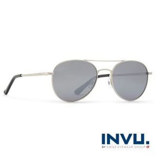 【INVU】來自瑞士濾藍光偏光水銀平面太陽眼鏡(銀 T1700C)