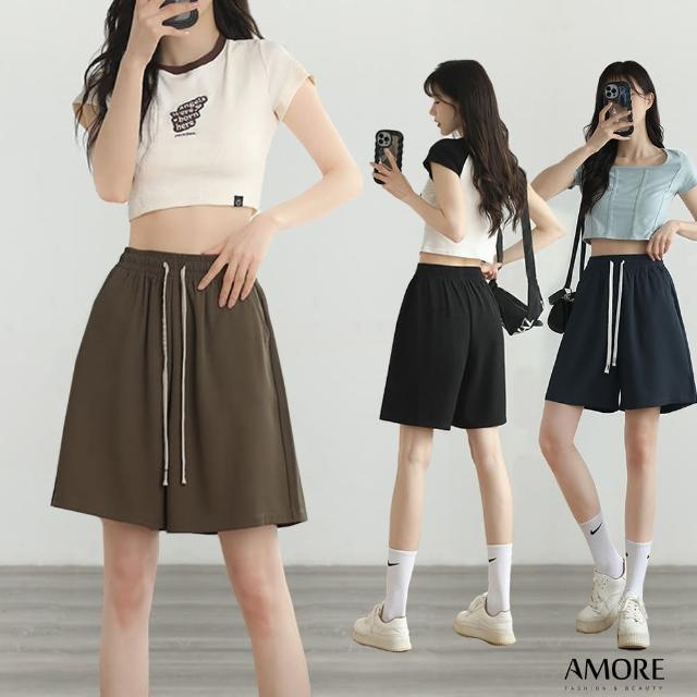 【Amore】夏日韓系顯瘦滑順涼感短褲(輕盈自在透氣舒爽)