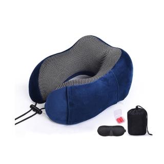 【PUSH!】旅遊用品U型枕記憶棉旅行枕頭護頸枕汽車飛機午睡(護頸枕旅行三件組S85)