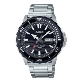 【CASIO 卡西歐】指針錶 運動潛水錶 不銹鋼錶帶 防水100米 日期顯示 MTD-125(MTD-125D-1A1)