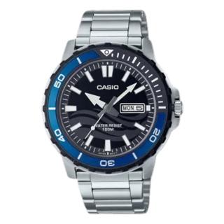 【CASIO 卡西歐】指針錶 運動潛水錶 不銹鋼錶帶 防水100米 日期顯示 MTD-125(MTD-125D-1A2)