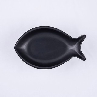 【青芳製作所】仿舊霧黑不鏽鋼魚造型餐盤27cm