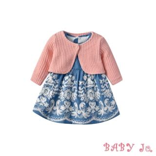 【BABY Ju 寶貝啾】小公主復古風印花裙套裝(藍色)