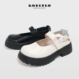 【Robinlo】繞踝古典甜美厚底瑪莉珍鞋IOLA(法式黑/典雅白)