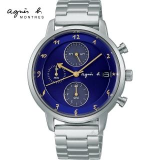 【agnes b.】法式簡約太陽能計時腕錶 母親節(VR43-KMJ0B/BZ6007X1)