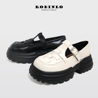 【Robinlo】編織方頭古典清新超厚底瑪莉珍鞋ADALINE(法式黑/典雅白)