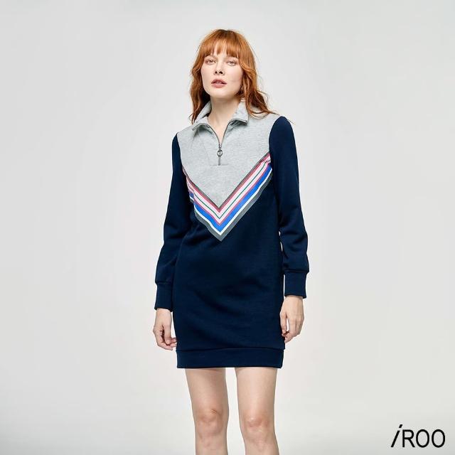 【iROO】線條設計拼接洋裝