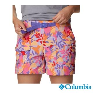 【Columbia 哥倫比亞 官方旗艦】女款-W SummerdryUPF50防潑短褲-桃紅印花(UAR24690FR)
