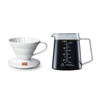 【HARIO】陶瓷濾杯手沖咖啡組(VDCR02W/B5003)