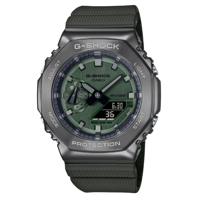 【CASIO 卡西歐】G-SHOCK 金屬原創雙顯腕錶(GM-2100B-3ADR)