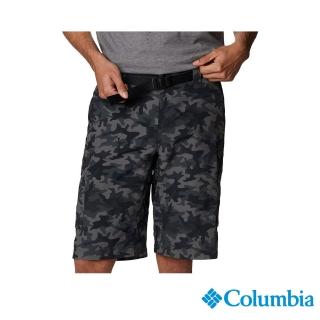 【Columbia 哥倫比亞 官方旗艦】男款-Silver RidgeUPF50快排迷彩短褲-黑迷彩(UAE47230BQ)