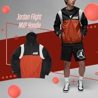 【NIKE 耐吉】連帽上衣 Jordan Flight MVP Hoodie 男款 黑紅 喬丹 長袖 防風 衝鋒衣(DV7601-010)