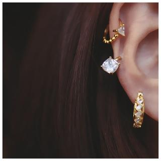 【HaNA 梨花】低調有質感的迷你耳環疊搭法．3件套三角鋯石耳環