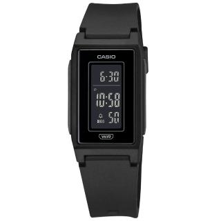 【CASIO 卡西歐】環保材質 輕薄長型 LED 計時碼錶 鬧鈴 電子 橡膠手錶 黑色 22mm(LF-10WH-1)