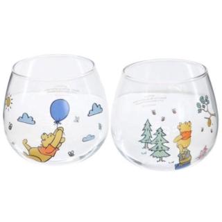 【小禮堂】Disney 迪士尼 小熊維尼 無把玻璃杯2入組 290ml - 森林氣球款(平輸品)