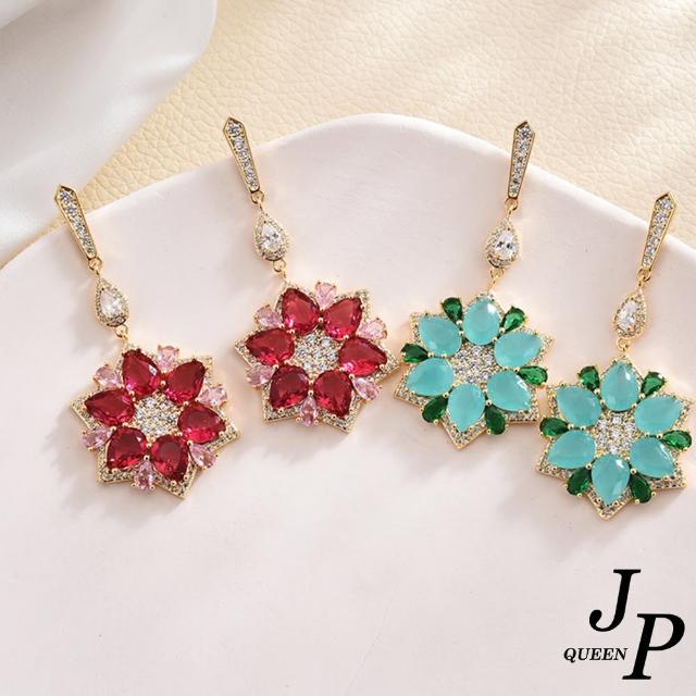 【Jpqueen】六角雪花彩色復古時尚耳環(2色可選)