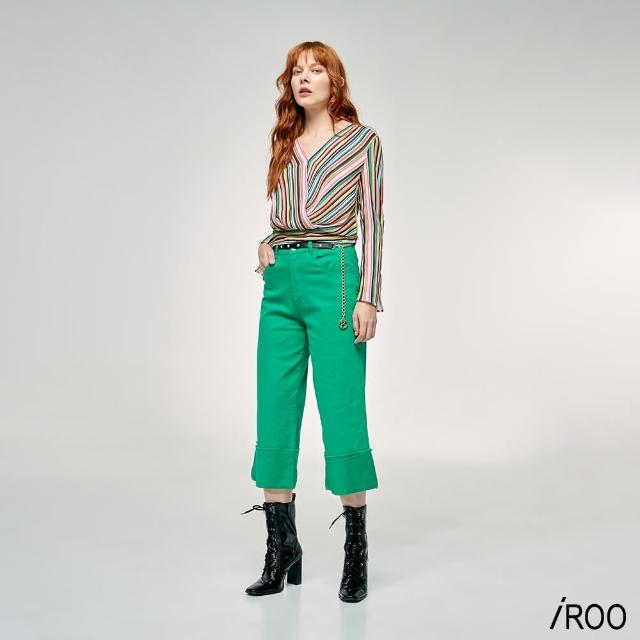 【iROO】大反折流行時尚長寬褲